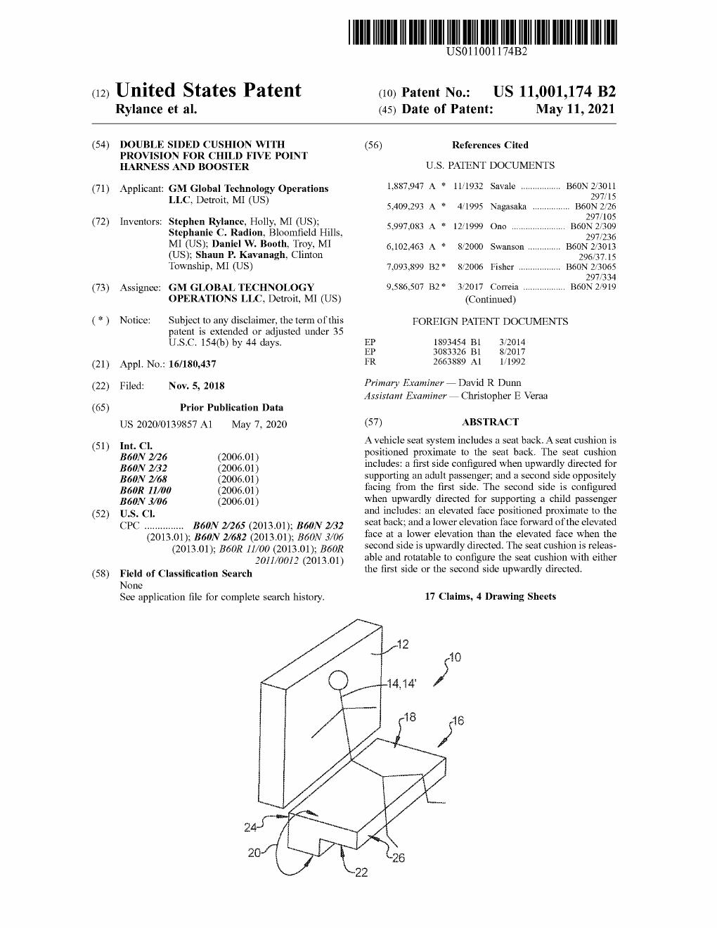 Patent illustration — Double Sided Cushion with Child Harness