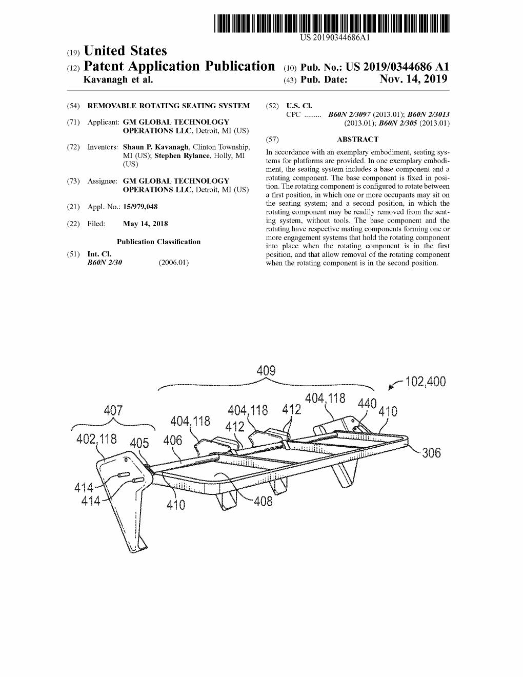 Patent illustration — Removable Rotating Seating System